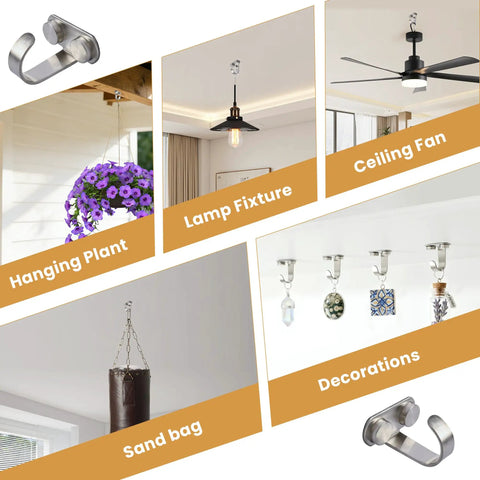 Stainless Steel Ceiling Hooks Pack Of 12 For Curtains Purses Bags Mugs And More Brushed Finish Screw In Ceiling Hangers display