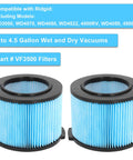 Heavy Duty Fine Dust Filter Replacement For 3 To 4.5 Gallon Wet Dry Shop Vacs Compatible With WD30500 WD4050 WD40700 VF3400 2 Pack