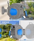 Retractable Garden Hose Reel Wall Mount With 100 Ft Hose Half Inch Diameter Automatic Slow Rewind Lock Any Length 180 Degree Swivel