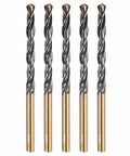 Kozelo 5-piece 4.2mm HSS twist drill bit set in black and gold finish, front view