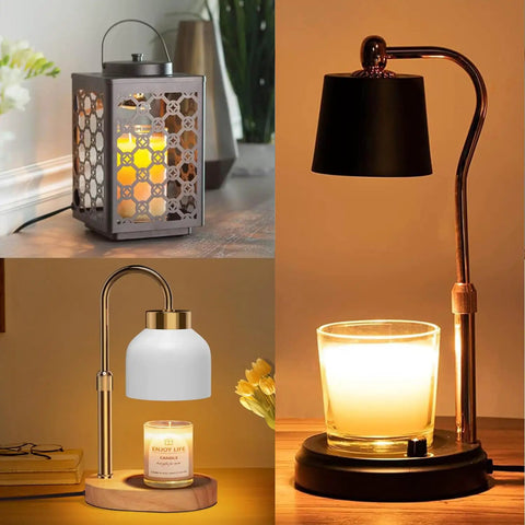 Different candle warmers lit to showcase the G9 Halogen Bulb 120V 25W T4 Type 2 Pin Base, dimmable warm white 2700K lighting effect.