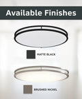 Matte Black 24 Inch Oval LED Flush Mount Ceiling Light With Dimmable Bright Output and Brushed Nickel Finish Options