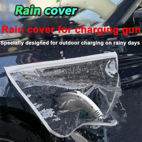 Keep Your EV Port Dry As A Bone With This Hella Tough Magnetic Cover Featuring Waterproof All Season Shield Clear Fit For Steel Bodied Electric Rides In Clean White Finish, rain cover protecting EV charger in rain.