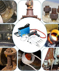 Handheld 1500W Induction Bolt Heater For Rusty Nut Removal, Portable Heat Induction Machine With Four Coils, close-up of device and rusted bolts