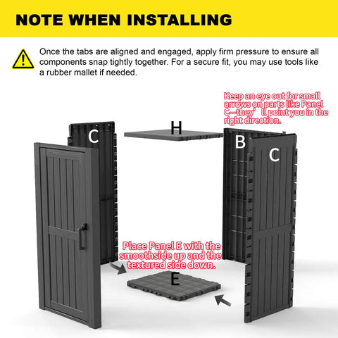 Installation guide for All Weather Outdoor Resin Storage Cabinet With Removable Shelves Lock Ring And Reinforced Floor Rugged Garden Shed