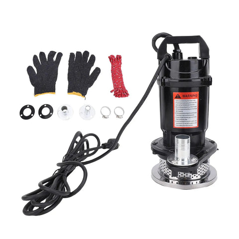 Badass 6000 GPH Submersible Sump Pump With 32.8 Foot Max Lift Height For Heavy Duty Basement And Utility Drainage In Rock Solid SUS Stainless Alloy Workhorse Body with accessories.