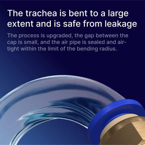 Close-up of bent trachea tube showing leakage protection in 20 Pack Push To Connect Pneumatic Fittings 4mm Tube OD To One Quarter Inch Male.