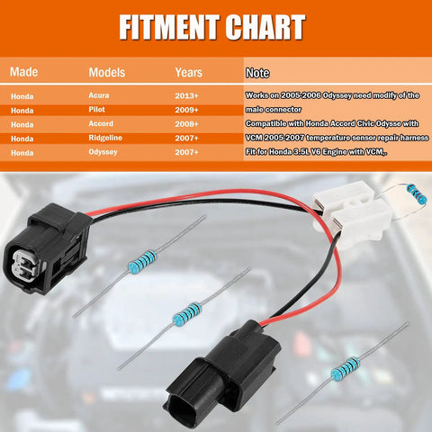 Honda VCM Disable Kit Harness For 3.5L V6 Engines that fits Pilot Accord Ridgeline Odyssey and Acura SUVs with VCM.