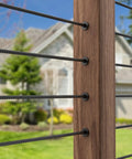 Black Stainless Steel Protector Sleeves For One Eighth Inch Cable Railing 120 Pack Fits Wood And Composite Posts Marine Grade T316 Durable Deck Cable Guard Sleeves For Indoor And Outdoor Use installed on wood post