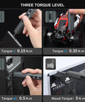 Boss Level Electric Screwdriver Tool Kit With 155 Precision Bits For Quick Fixes And Reliable Performance Featuring Variable Torque Settings And Compact Ergonomic Handle For Any Project, showing torque settings in use.