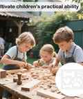 Children using 6.69 By 5.9 Inch Acrylic Dog Paw Print And Bone Router Templates for woodworking projects outdoors.