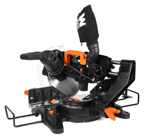 Pro Level 15 Amp 12 Inch Dual Bevel Sliding Compound Miter Saw With Crisp Led Cutline Guide and compact footprint for clear view.