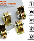 Heavy Duty 2 Inch V Groove Wheels With Bracket Set Four Pack For Sliding Gates And Mechanical Equipment Made From 1045 Steel