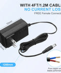 10 Pack 12V DC LED Power Supplies 24W 2A Switching Adapters From 120V AC To 12V DC For LED Strip Lights With 5.5mm By 2.1mm Female Barrel Connectors Great For High Output LED Projects. 4ft cable and 1200mm cord visible