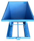 Heavy Duty Self Dumping Hopper Forklift Attachment For No Hassle Site Cleanup And Bulk Material Haul 520 Liter, blue steel construction.