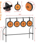 Auto Resetting Steel Target For Airsoft BB Gun And Pellet Gun Shooting Outdoor Spinner Target With 0.4 Inch Thick Plates Heavy Duty Metal Durable Stand Caliber Compatible With.22LR And Similar shown with dimensions