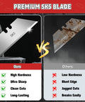 Comparison of Beefy Heavy Duty Utility Knife Blades SK5 steel vs rusty blade, highlighting sharpness and durability features.