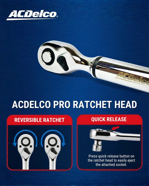 Close-up of 3/8 Inch Heavy Duty Digital Torque Wrench with LED Flash Notification showing ratchet head with quick release.