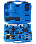 Camshaft Locking Tool Kit 18 PC Set For Ford EcoBoost Duratec And Mazda Engines in blue case with multiple tools