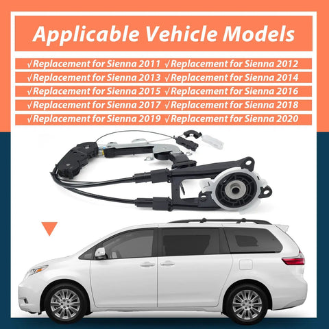 Sienna Toyota Rear Left Power Sliding Door Cable Replacement Kit For 2011 2012 2013 2014 2015 2016 2017 2018 2019 2020 With Spool Control Bracket Linkage Assembly Without Motor No Fuss Install, rear left cable assembly