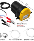 Heavy Duty Smooth Operator 12V 60W Oil Extractor Pump with battery clamps and tubing for cars and pickup trucks.