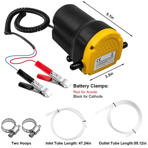 Heavy Duty Smooth Operator 12V 60W Oil Extractor Pump with battery clamps and tubing for cars and pickup trucks.