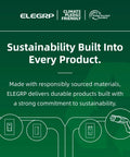 ELEGPR sustainability message with images of a 4 Way Decorator Light Switch Upgrade, showing commitment to eco-friendly products.