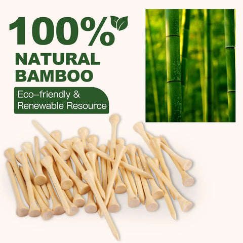 150 Count Wooden Golf Tees Two And Three Quarters Inch Biodegradable Bamboo Tees Natural Color Stable And Reliable