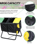 Outdoor 37 Gallon Dual Chamber Compost Bin with tumbling drum, two sliding doors, BPA-free PP, corrosion-resistant metal frame