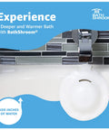 Overflow Drain Cover For Deeper Warmer Baths With No Fuss Suction Cups Universal Fit shown installed on tub
