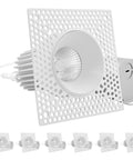 Trimless 3 Inch Led Recessed Ceiling Lights Featuring A Seamless Plaster Edge, Dimmable 15 Watt spotlights with bulb and housing.