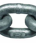 Super Heavy Duty Hot Dip Galvanized Chain 5/16 Inch By 275 Feet G30 ISO Proof Coil close-up view showing strong links for robust lifting.