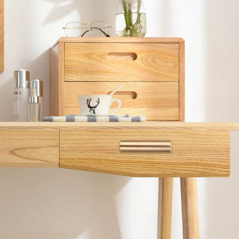 Wooden desk with 5 Pack Golden Cabinet Pull Handles Single Hole T Bar Style For Cabinets Wardrobe Doors Drawers Kitchen Cupboards Easy Install Hardware Modern Furniture Pulls With Dope Look And Durable Build.