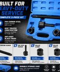 Dual Wheel Separator Tool Kit Heavy Duty One Piece Pusher Wheel Hub Removal Tool shown with blue storage case and components