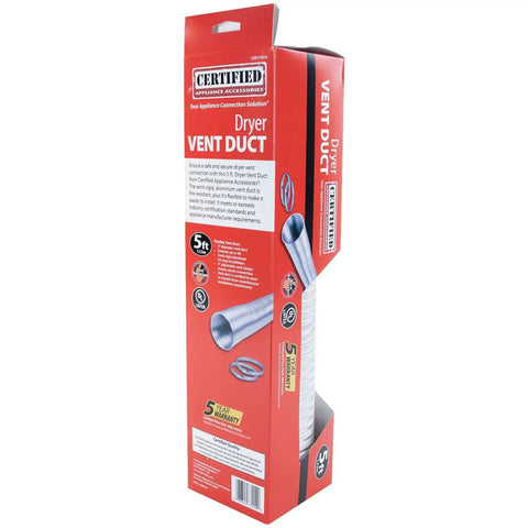 Box of Electric Dryer Vent Kit With 5 Foot SemiRigid Aluminum Duct And 6 Foot 4 Wire 30 Amp Power Cord UL Listed ETL Certified