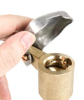 Close-up of brass quick coupler valve key set for 3/4 inch quick couplers, highlighting one-piece rust-resistant construction.