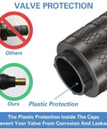 Heavy Duty 4 Pack Tire Valve Stem Caps For Tesla Cybertruck 2024 Through 2026 showcasing valve protection and design details.
