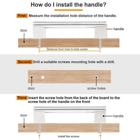 Installation guide for 10 Pack 5 Inch Cabinet Pulls Brushed Nickel Finish With Stainless Steel Tubes For Kitchen Cabinets.