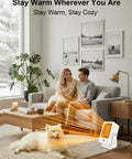 Portable Indoor Space Heater That Heats Up Fast With 2 Second Rapid Heat From PTC Ceramic Tech in a cozy living room