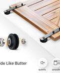 10 Ft Double Door Sliding Barn Door Hardware Track Kit With Straight Pulley, heavy duty steel rail, ball bearing rollers displayed