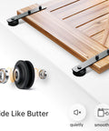 5.5 Foot Bypass Double Sliding Barn Door Hardware Kit With Single Track For 38 Inch Doors, Smooth As Butter Rollers