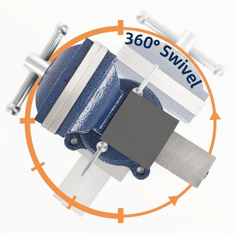 Top view of 4 Inch Bench Vise With Portable Clamp And 360 Degree Swivel Base For Woodworking Milling Machine And Drill Press Heavy Duty.