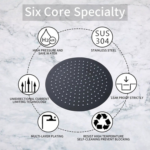 12 Inch Round Rain Shower Head High Pressure Stainless Steel Ultra Thin 304 Solid Build With Half Inch Connection features