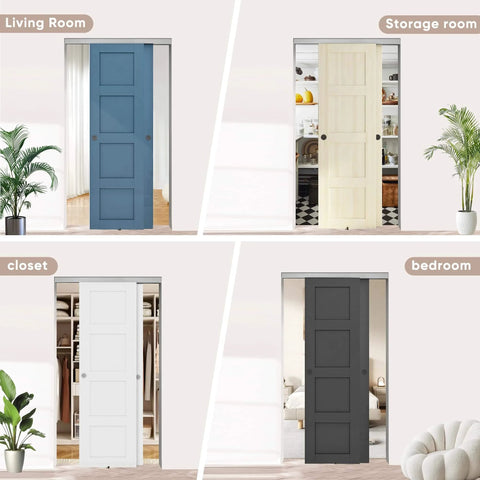 Heavy Duty 48 Inch Aluminum Bypass Sliding Closet Door Hardware Kit With Finger Pull For Two Door System Smooth And Quiet Operation