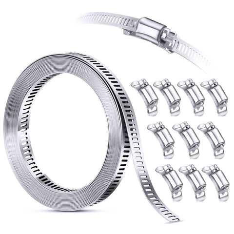 304 stainless steel hose clamp fasteners, worm-drive bands, 10-piece kit