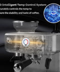 High End Semi Automatic Espresso Maker With Built-In Conical Burr Grinder, 15 Bar Pressure, Slim Profile, 77 Oz Tank, Dope Crema For Your Morning Hustle, Chill Weekend Lattes Made Simple, Sleek Silver Finish PID intelligent temp control system for precise brewing.