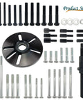 Contents of Heavy Duty Harmonic Balancer Puller Tool Kit for Easy Crankshaft Pulley Removal and Steering Wheel Puller Set