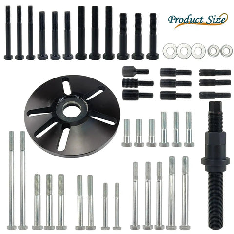 Contents of Heavy Duty Harmonic Balancer Puller Tool Kit for Easy Crankshaft Pulley Removal and Steering Wheel Puller Set