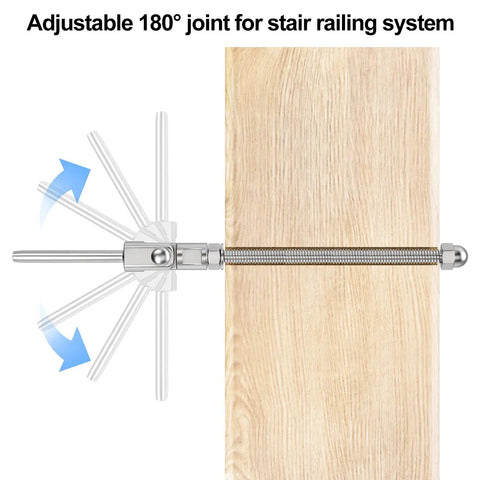 Adjustable 180-degree joint of 20 Pack T316 Stainless Steel 180 Degree Adjustable Cable Railing Swage Threaded Stud End Fittings for 1/8 inch wire