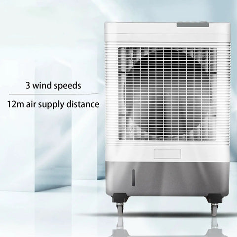 Don't Sweat The Heat With This Portable Evaporative Air Cooler featuring three wind speeds and 12m air supply distance.